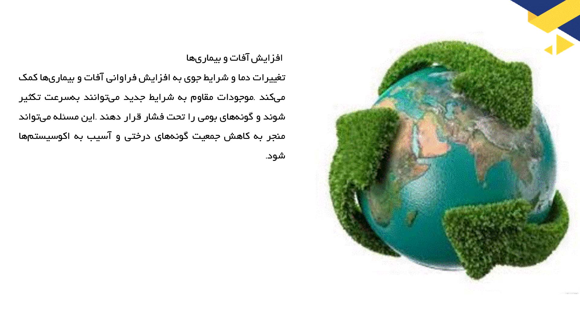 پاورپوینت در مورد تأثیرات تغییرات اقلیمی بر جنگل‌ها